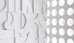 Diseño minimalista con patrones geométricos blancos, destacado en Noticias Decoración sobre tendencias y decoración de interiores en SpykPress.
