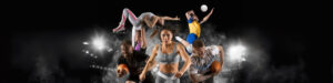 Atletas compitiendo en diversos deportes durante los Juegos Olímpicos París 2024, ilustrando la intensidad y pasión de los juegos. Perfecto para contenidos sobre deportes Juegos Olímpicos 2024.