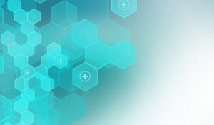 Fondo abstracto con patrones hexagonales en azul, simbolizando avances en Noticias Medicina y tecnología en salud.