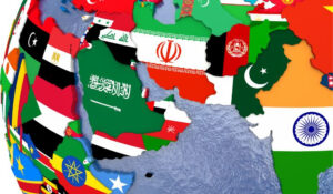 Noticias Medio Oriente muestra un mapa de la región del Medio Oriente y Asia Central con las banderas de cada país, representando noticias medio oriente y la actualidad en esa zona. Esta imagen es adecuada para artículos sobre conflictos y tensiones en el Medio Oriente.