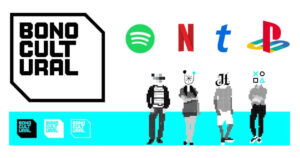 Imagen de ayuda bono cultural joven mostrando opciones de entretenimiento como Spotify, Netflix, PlayStation y más. Explica cómo solicitar el bono cultural joven, incluyendo los requisitos, plazos y documentación necesaria. Benefíciate de los 400 euros del bono cultural joven en 2024 y realiza tu solicitud online.